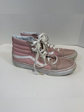 Vans Pink and White High-Top Skate Sneakers